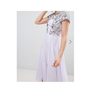Frock & Frill Capped Sleeve Midi Dress With Embellished Detail Women Dresses Lil